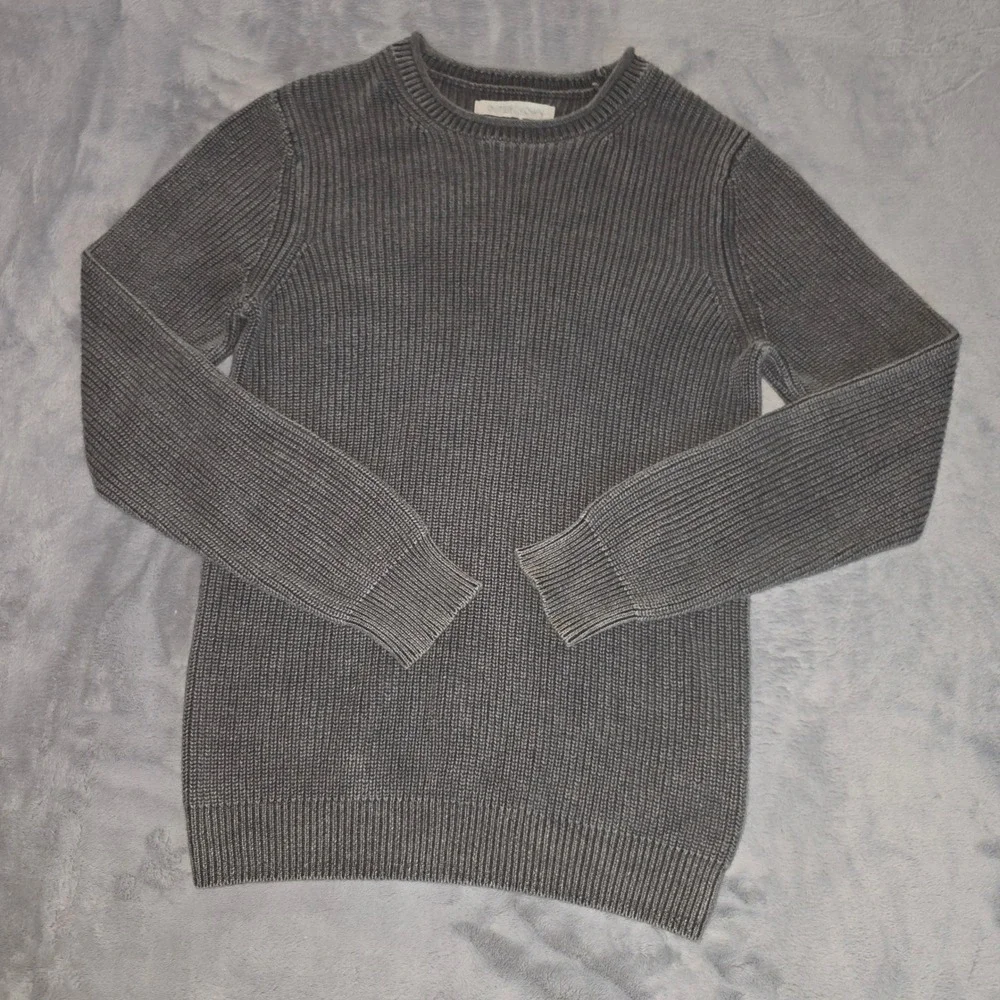 Outerknown Fisherman Sweater Charcoal Gray Organic Cotton Ribbed Knit Small
